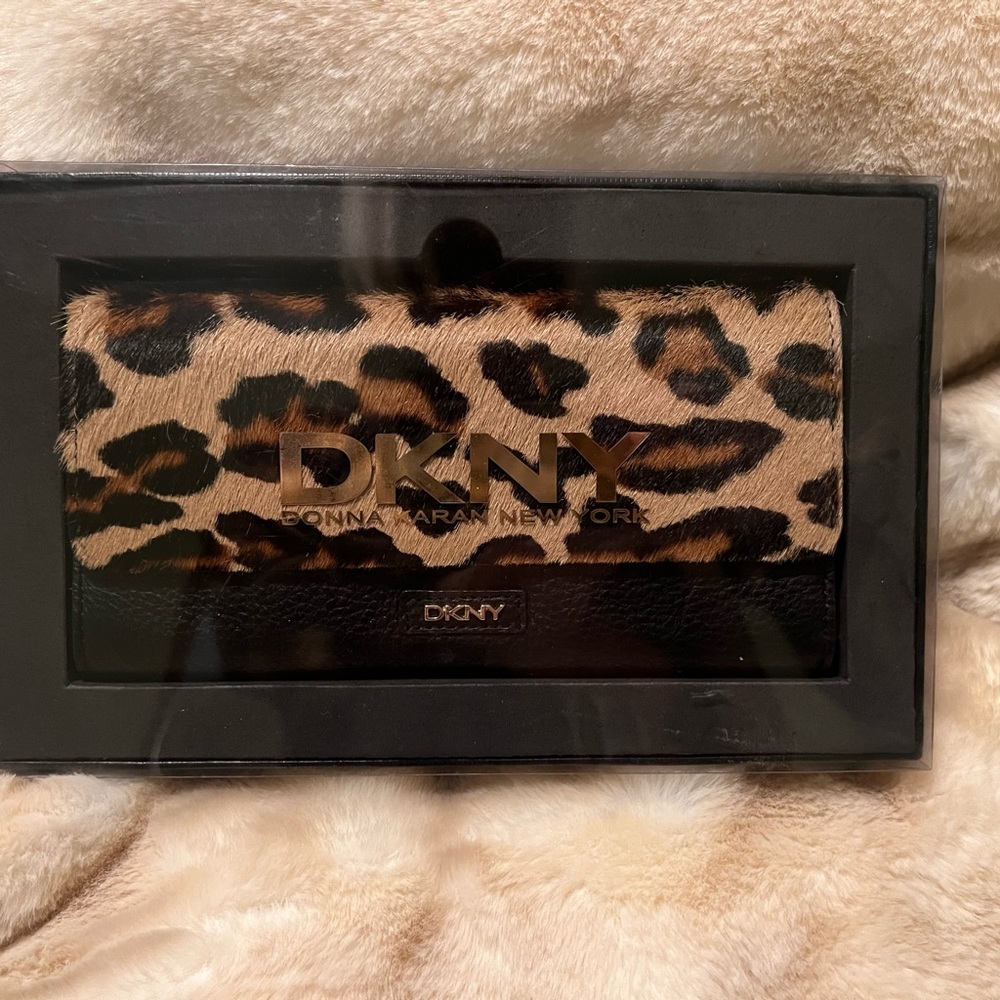 DKNY Animal Print Clutch with Black Accents